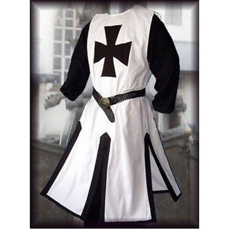 S ~ 4XL Plus rozmiar mężczyźni średniowieczny przebranie na karnawał z szaty pasowe templariusz rycerz krzyżowiec Surcoat z długim rękawem rekonstrukcja