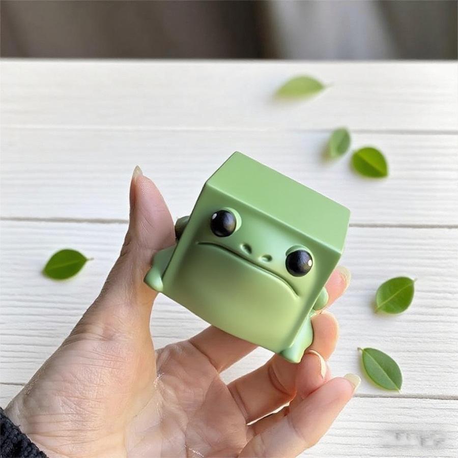 Resin Square Frog Statue Decoration Cute Desktop Decoration, Suitable As A Durable Resin Animal Statue Gift for Frog Enthusiasts