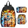 Dragon Ball Geprint Rugzak Set 3-Delig, Cartoon Schooltas voor Kinderen, Lichtgewicht Ergonomische Grote Capaciteit Kinder Boekentas