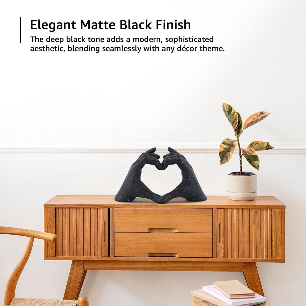 Artistic Hand Love Sculpture | A Heartfelt Expression of Connection | Adds Warmth to Any Décor – Pack of 1, Black