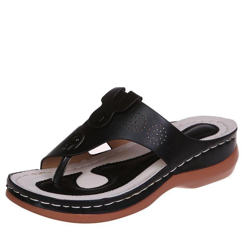 Clip Toe Casual Plus Size Shoes Women Outer Wear Slope Heel Flat Bottom Beach Sandals Slippers Women