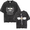 Basgiath War College Vintage Washed T Shirts Fourth Wing Dragon Rider Print Short Sleeve T-shirt Men's Oversized Tshirt