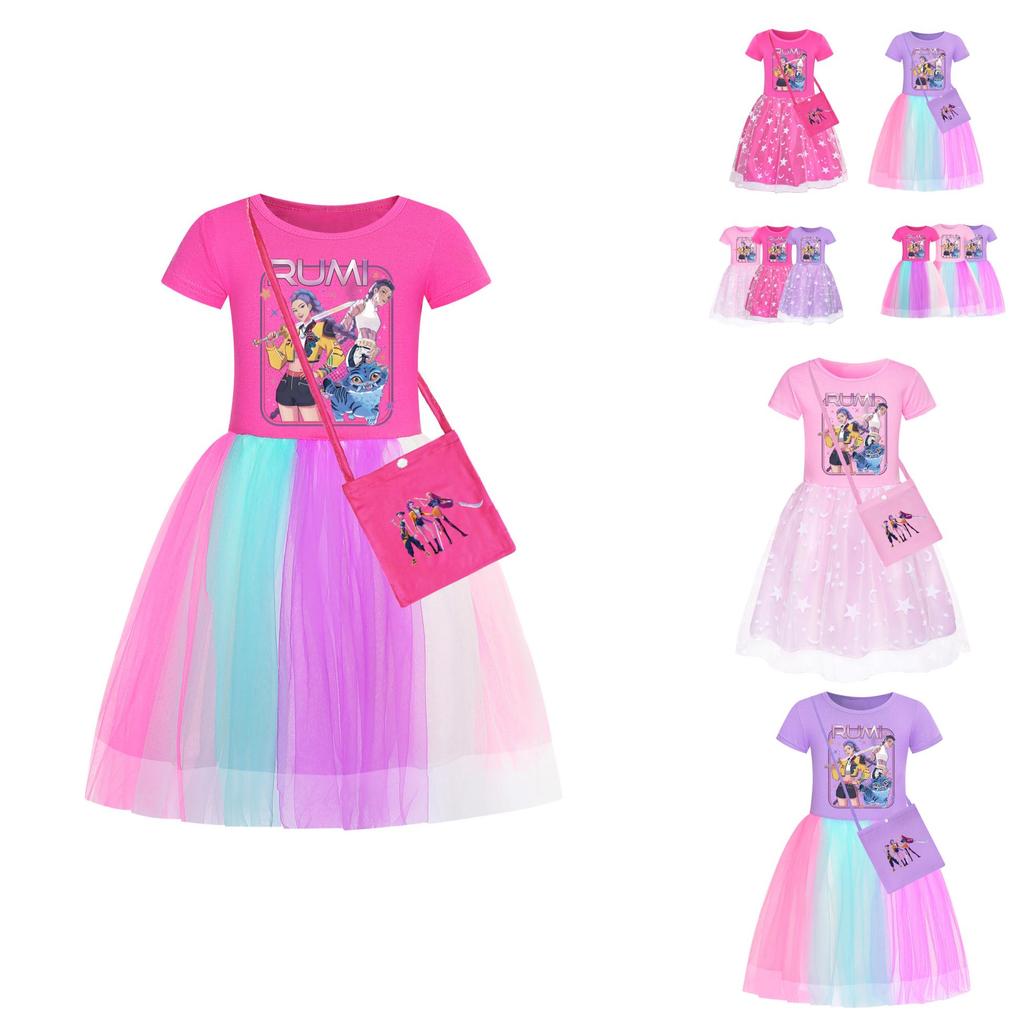 Kpop Dämonenjäger Muster Mädchenkleid Aus Baumwollstoff Mit Faltenrock Für Kinder Mädchen