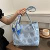 Niche National Style Embroidery Flower Shoulder Bag Autumn Ribbon Decoration Handle Bag Women Casual Commuter Shopper Tote