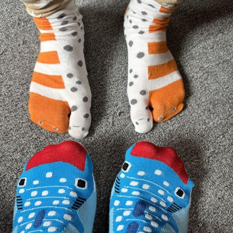 Neuer Stil Mädchen Niedlich Lustig Zehensocken Mittelhoch Abstrakt Hässlicher Aal Aquarium Paar Socken Persönlichkeit Trendy Socken