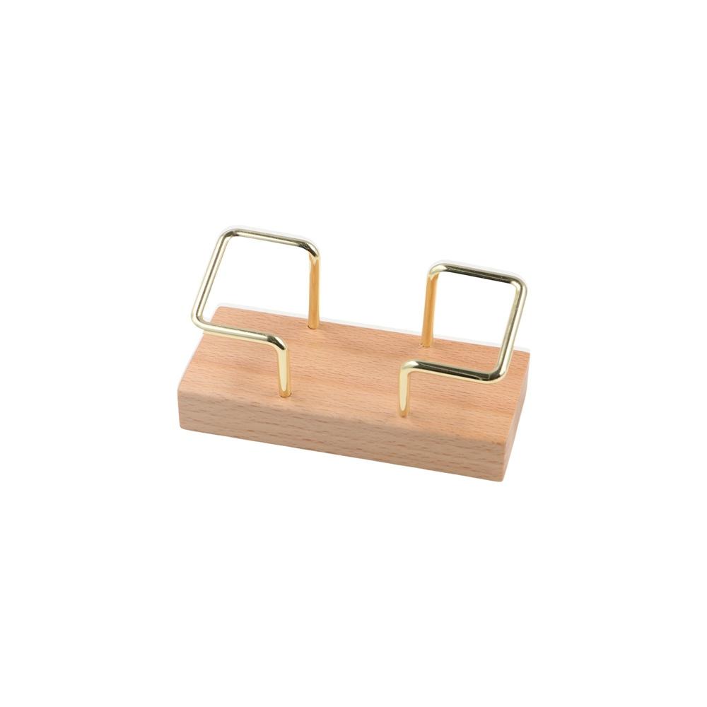 Tabletop Shelf Business Card Holder Walnut Wood Beech Wood Cards Display Stand Card Storage Metal Card Organizer