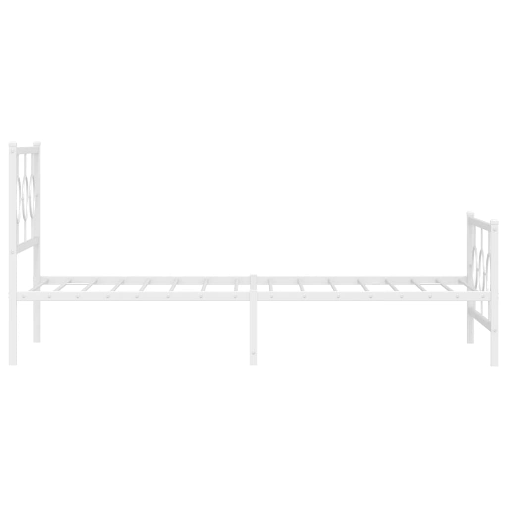 Metal Bed Frame with Headboard and Footboard White 100x190 Cm