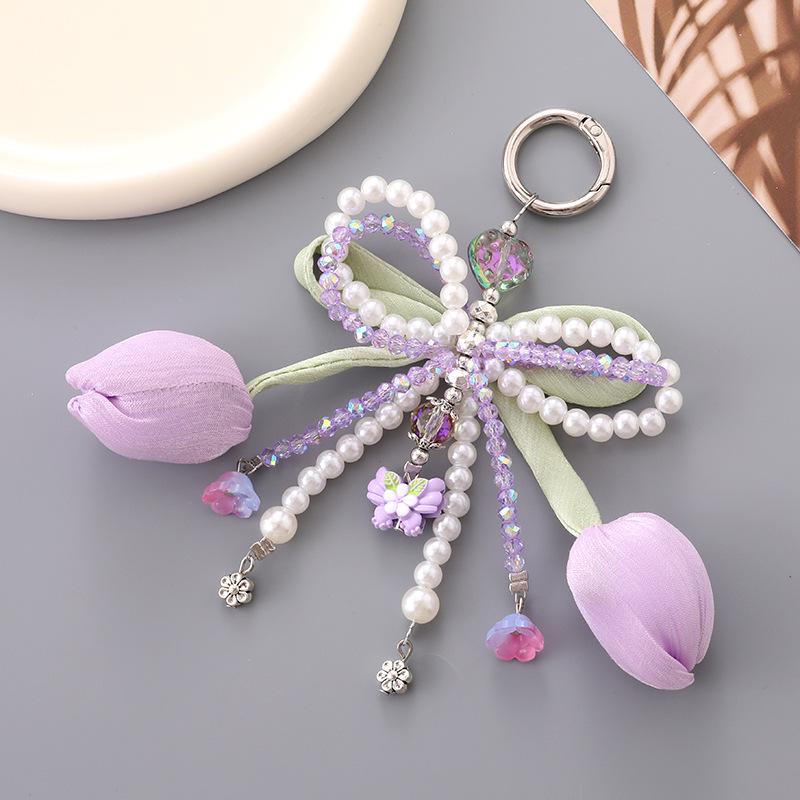 Creatieve Parel Strik Hanger Sleutelhanger: Prachtig Cadeau Accessoire voor Tas of Telefoonhoesje