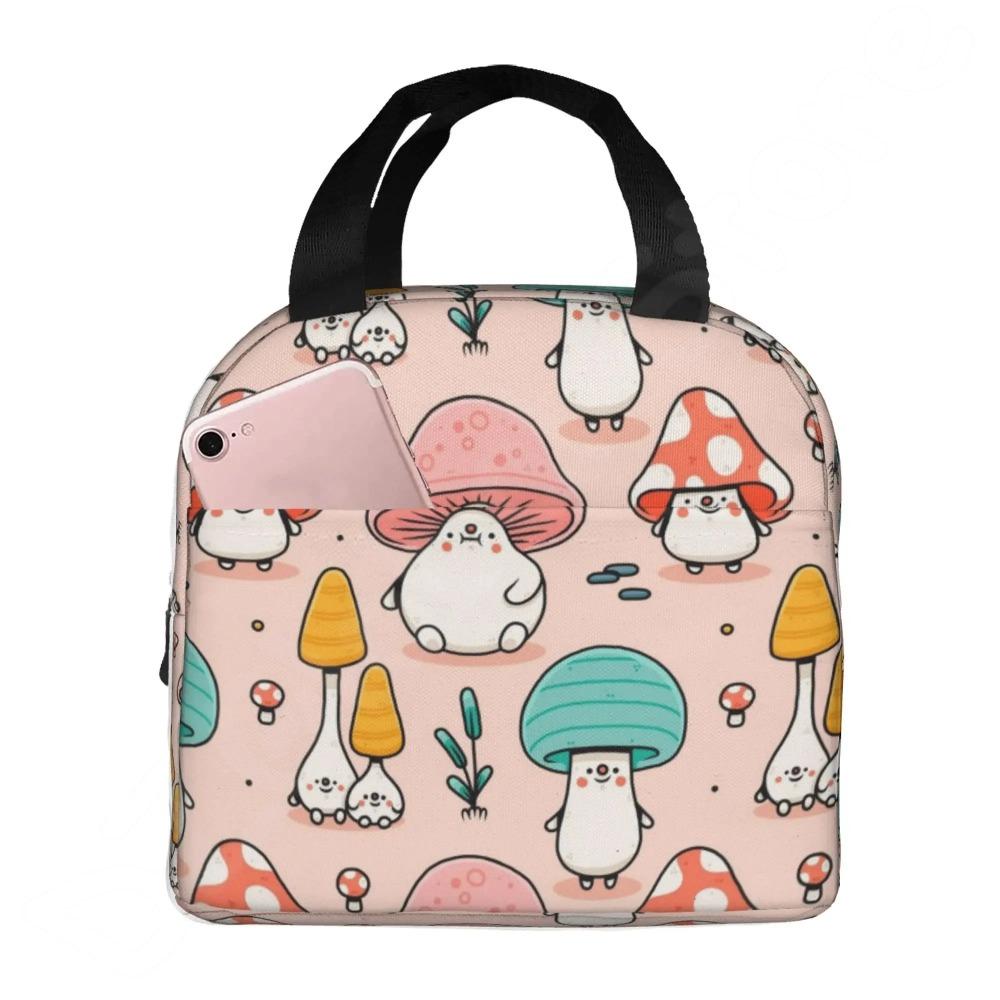 Lunch Bag for Women Men Mushroom Art Reusable Insulated Cooler Lunch Tote Box Cute Funny Container Lunch Holder Portable Bag