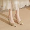 817-16 High Heels Women's Summer 2025 New Pointed Rhinestone Phoenix Wedding Shoes French Thin Heel Shallow Mouth Single Shoes