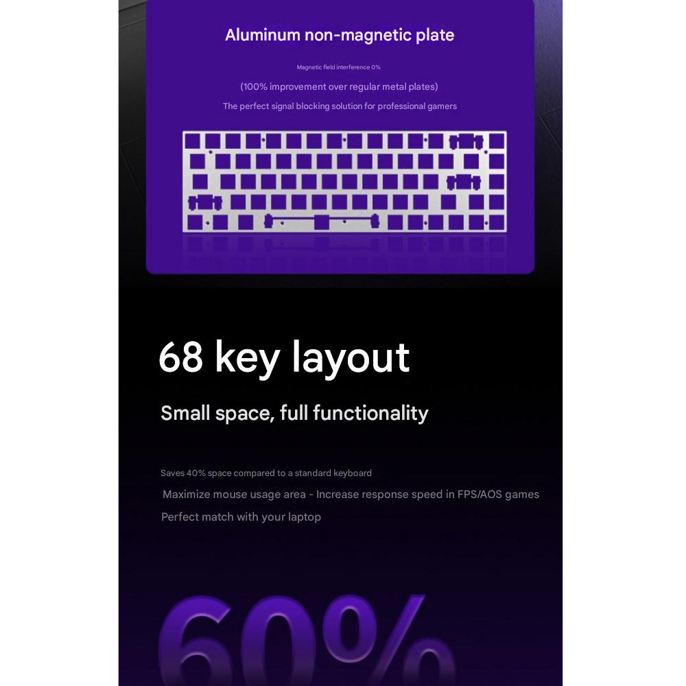 FURYCUBE M68HE 8k Rapid Trigger Magnetic Axis Gaming Keyboard ACE 68 Mechanical Wooting E-sports