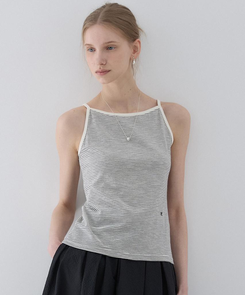 OURHOPE Halterneck Striped Sleeveless - Ivory