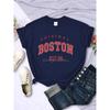 Original Boston Est.98 Street Letter Tshirt Women Summer Breathable T Shirt Hip Hop Casual Cool Short Sleeve Soft Street Clothes