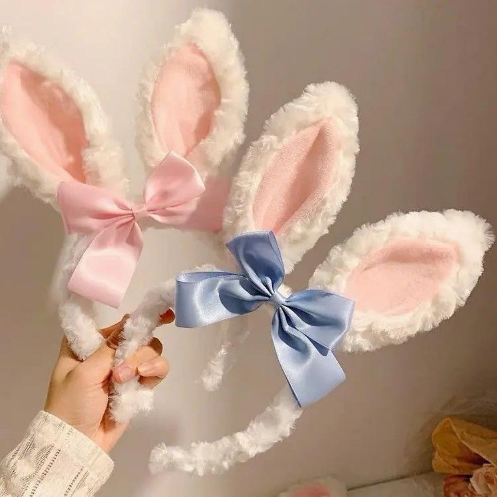 Easter Plush Rabbit Ear Headband Women Girl Hair Hoop Washing Face Headwear Lolita Cosplay Hair Accessories Party Props Hairband