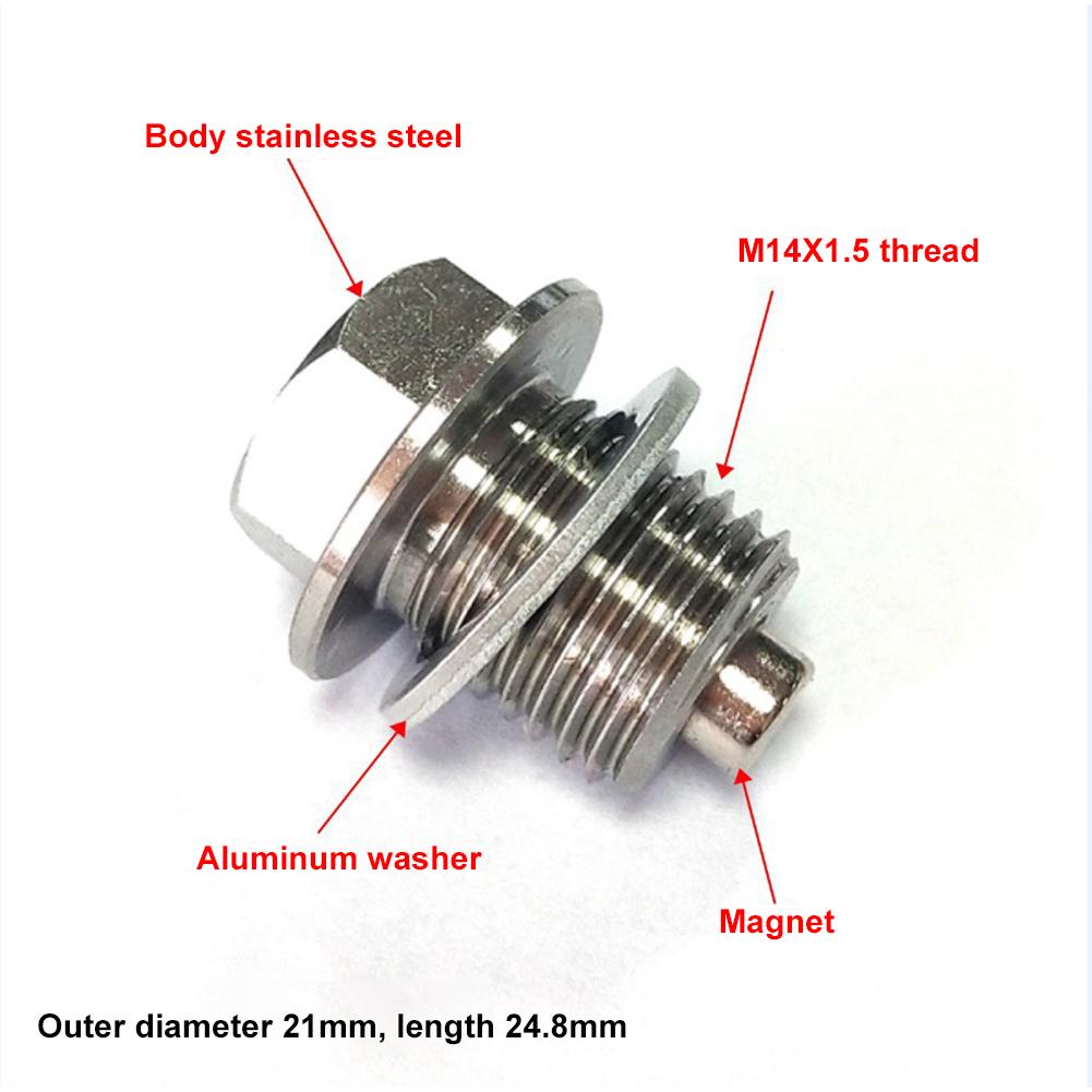 M18/M16/M14*1.5 M12*1.25 Magnetic Oil Drain Plug Neo Magnets Oil Drain Sump Nut Drain Bolt Silver Oil Drain Plugs 3