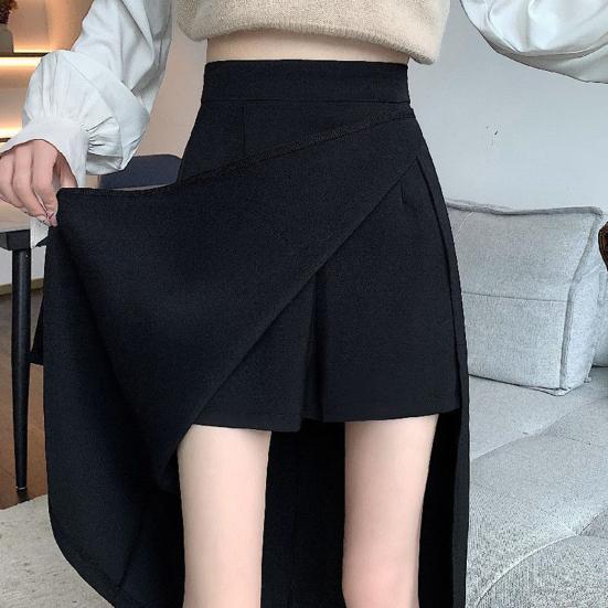 Women A-Line Hip Wrapped Skirt High Waist Side Split Hem Midi Skirt Plus Size Office Lady Long Skirt
