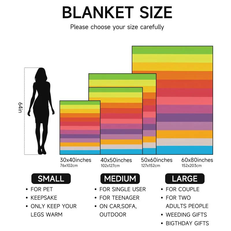 1 Stück Flanelldecke in Regenbogenfarben, weich, geeignet für Sofa, Bett, Büro, Ganzjahresgebrauch.