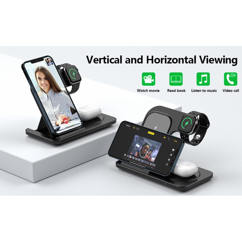 3 In 1 Wireless Charger for iPhone 14 13 12 11 8 X XS XR Apple Watch 8 7 Airpods Pro Fast Charging Stand For Samsung S22 S21