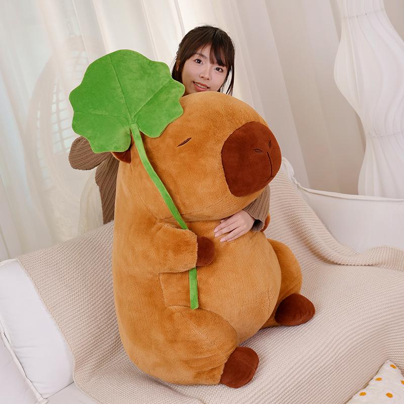 Nuovo Peluche Capibara Bambola Capibara Capibara Foglia di Loto Bambola per Bambini