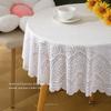 Luxury White Lace Dining Tables Cloth Geometric Patterns Round Rectangle Tablecloth Embroidery Cover Wedding Party Decoration