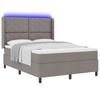 LED Boxspring Bed with Headboard Taupe 140 X 200 Cm Fabric