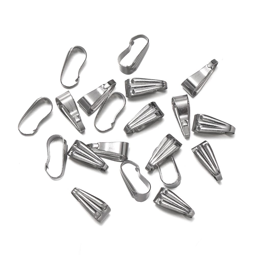 50pcs Stainless Steel Pinch Clip Clasp Bail Finish Necklace Pendant Claw Clasps Melon Seeds Buckle for DIY Craft Jewelry Making