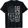 Autism Awareness Dad USA Flag Fathers Day T-Shirt Mens Womens Tees Top