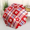 1pc Floral Checkered Automatic Folding Umbrella, 8-Rib Sturdy Canopy, Portable Travel Umbrella for Outdoor Use,112