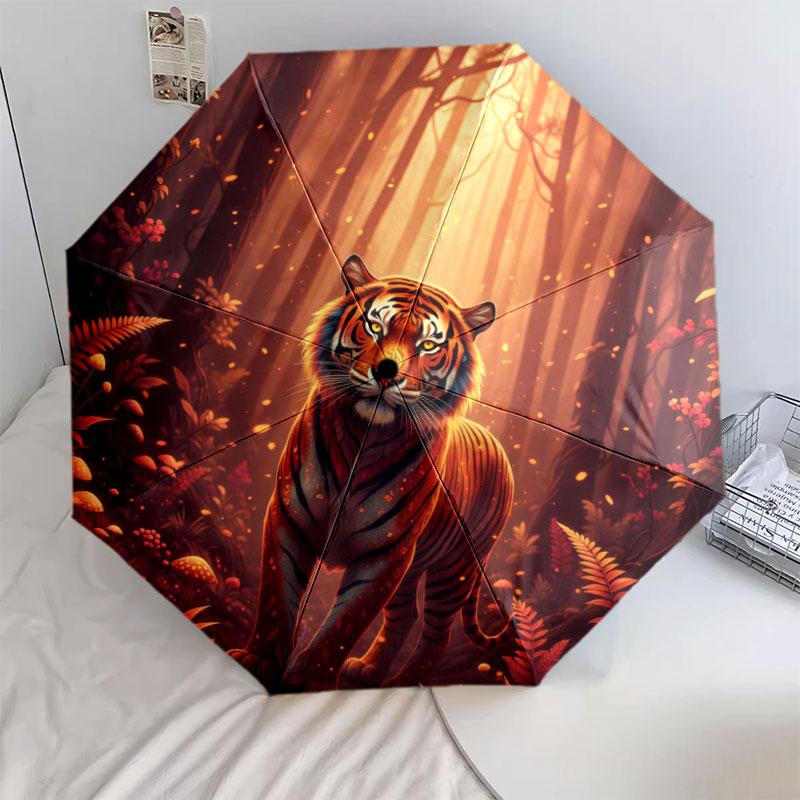 AnimalsElves Pattern Pattern New Style Umbrella, 1 Piece Automatic Folding Umbrella, Portable Travel Umbrella, Outdoor Umbrella, Birthday Gift