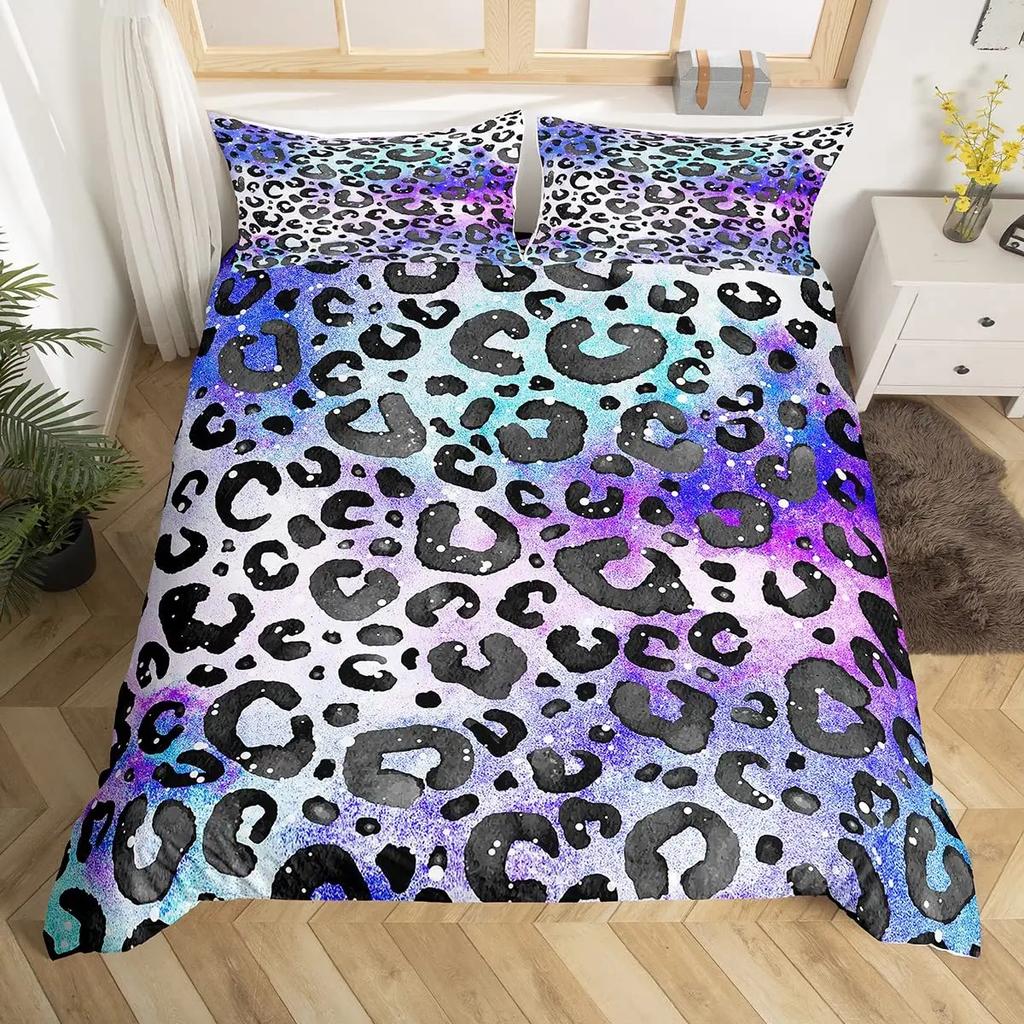 Parure de lit à imprimé léopard, housse de couette en peau d'animal pour enfants, adolescents et adultes, housse de couette en polyester avec taie d'oreiller
