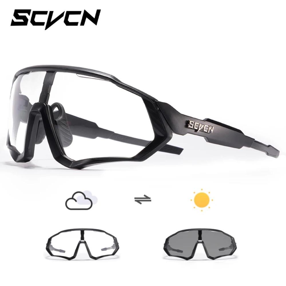 Scvcn Color Changing Bicycle Goggles Cool Bike UV Protection Glasses Athletic Bicycle Eyewear Mountain Cycl Goggles UV Protection 400 MTB Road Men