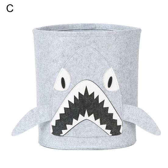 Laundry Basket Cartoon Animal Pattern Space-Saving Felt Clothes Toys Storage Bag for Home