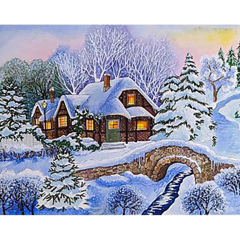 DIY Landscape 5D Diamond Painting Full Round Drill Snow Scenic Diamond Embroidery Cross Stitch Mosaic Kits Wall Art Home Decor
