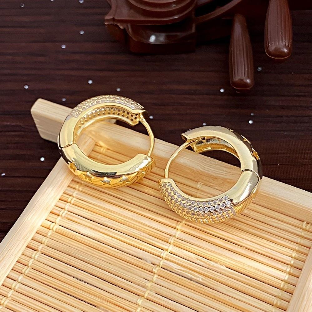 Light Luxury Zircon Hoop Earrings Ear Jewelry Temperament Crystal Circle Earrings Copper Gifts Women Sparkling Earrings