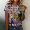 T-shirt pour femme imprimé chat 3D, vêtements d'été, col rond, mode, manches courtes, élégant, décontracté, ample, vêtements pour femmes