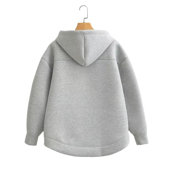 Women Fall Winter Hoodie Thick Hooded Zipper Closure Long Sleeves with Big