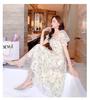 Robe de Fête Florale Décontractée Été Robe Longue en Mousseline Blanche Élégante Robes de Fée à Manches Courtes Pour Femmes Vêtements Vestidos