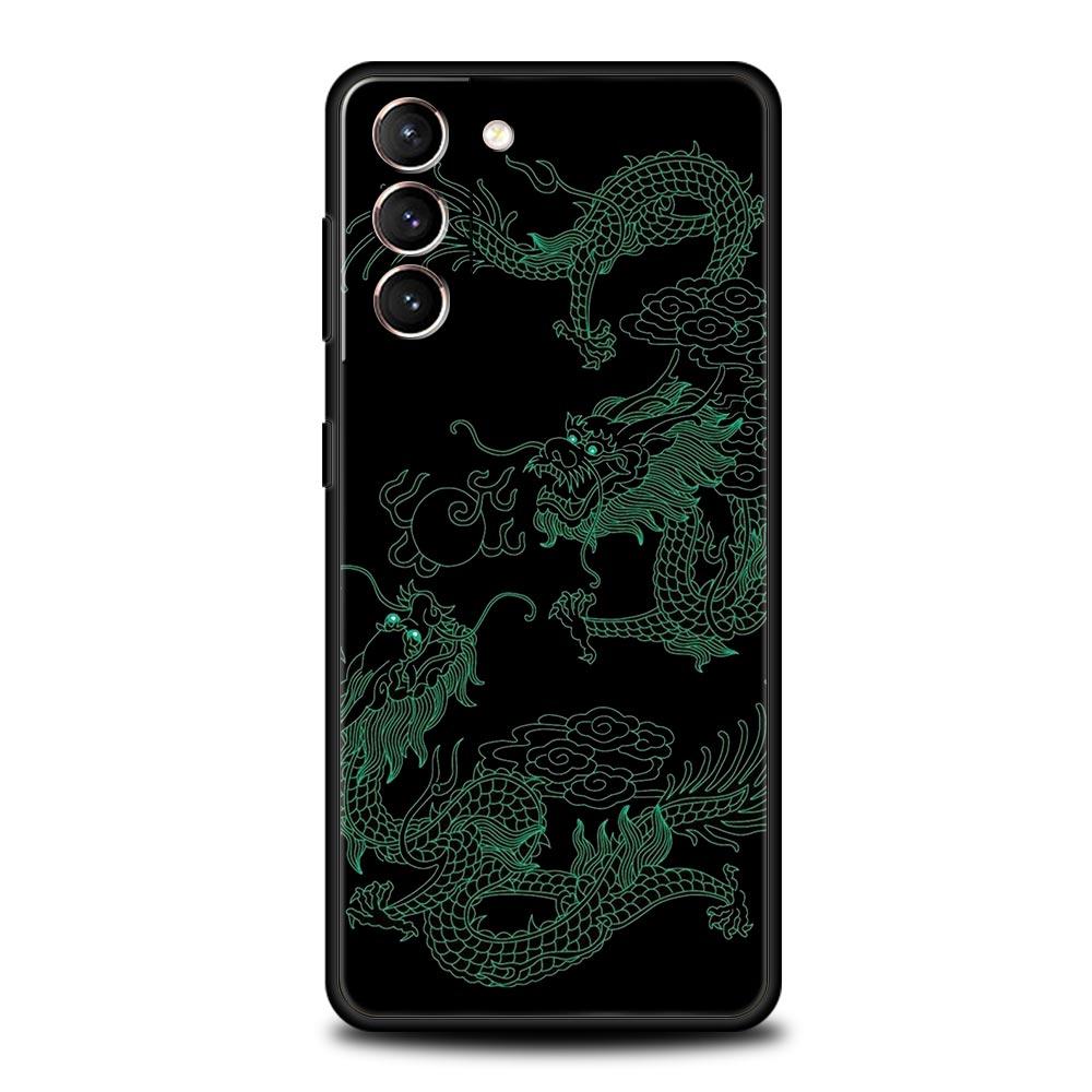 Phone Case For Samsung Galaxy S23 S22 Ultra S20 S21 FE 5G S10 S9 Plus S10E S8 Note 10 20 Silicone Black Cover Dragon Fashion