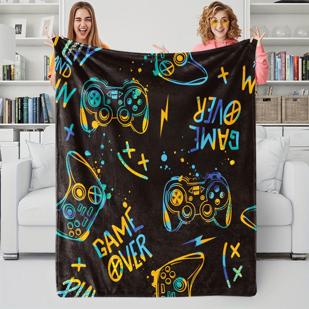 Gamepad Printed Throw Blanket Soft and Cozy Plush Cover Blanket Bed Blanket Napping Blanket Perfect Gift for Video Game Lovers