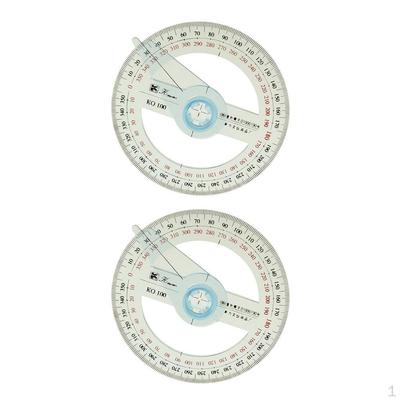 2Pcs Degree Protractor 10cm Diameter Rotating Pointer Angle Measure Tool