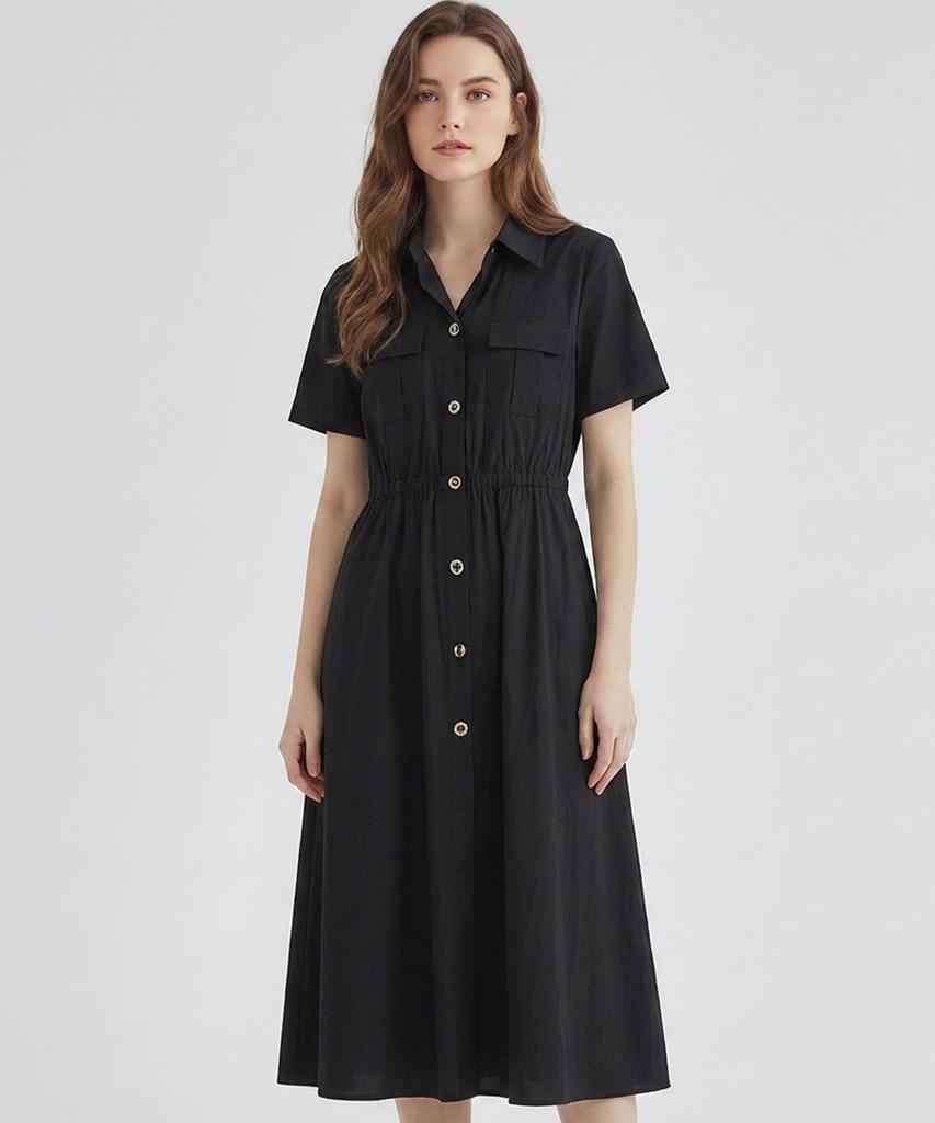 MESENSE Elastic Collar Short Sleeve Dress_Mb46Opp116A