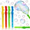 Bubble Wands (4-pack) - SHOP-STORY - Giant Baguettes 45 Cm - Extra-Large Fan Tip - Assorted Colors - 3+ Years