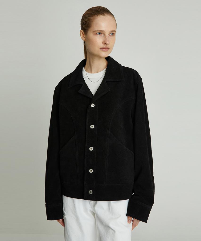 Andros Suede Trucker Jacket (Black)