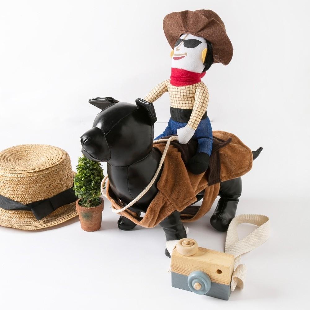 Lustiges Hunde-Kostüm mit Denim-Kleidung, verstellbar, atmungsaktiv, Halloween-Hundekleidung, Cowboy-Reiter-Hund, Cosplay-Kostüme, Geschenk