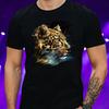 Men's T-Shirt Leopard Motif Cotton Size S To 5XL