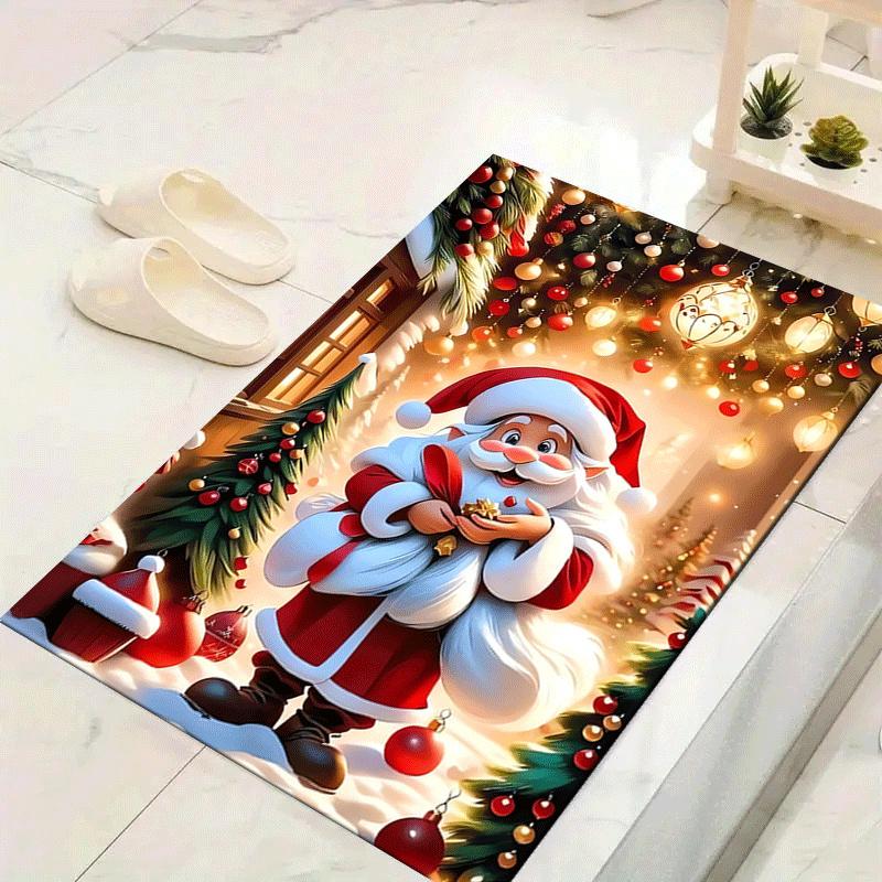 1pc Cute Santa Claus Design Area Rug - Soft, Anti-Slip, and Durable Gaming Room Decor for Bedroom