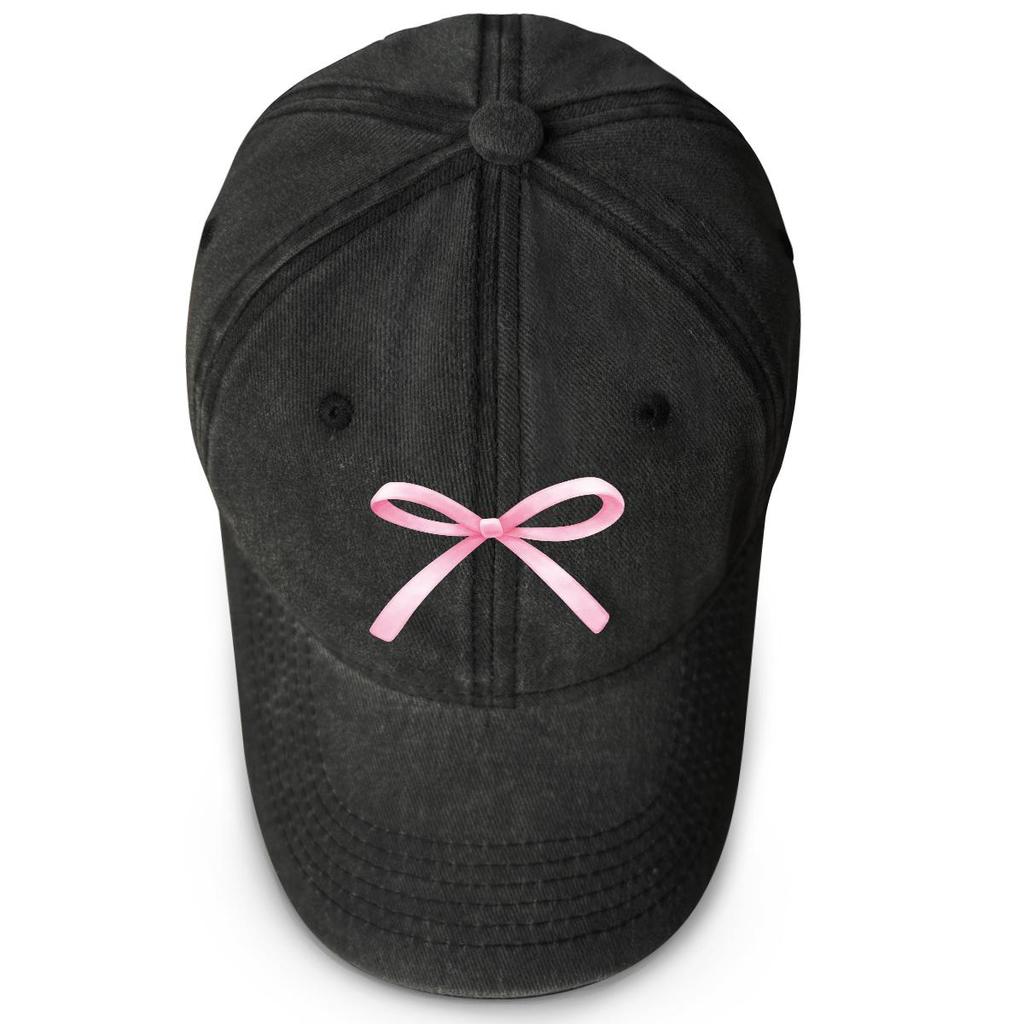 Rózsaszín Masni Mintás Snapback Baseball Sapka, Hálós Sapka Egyszerű Nyers Szegélyű Stílusos Egyszínű Snapback Napellenzős Sapka