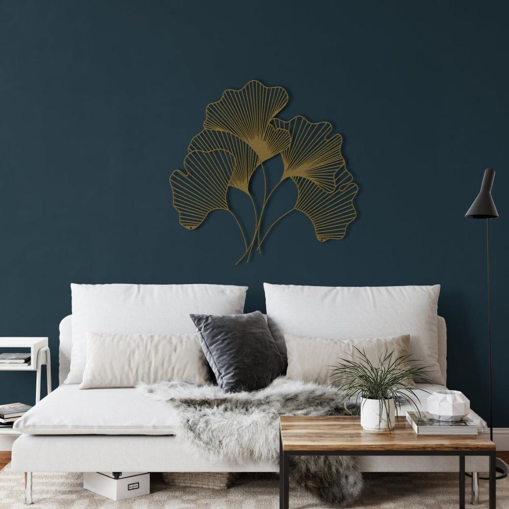 Metallblumen-Dekor, Geometrische Kunst, Metall-Wandkunst, Ginkgo Bilbao Blattblumen-Schild, Metall-Wanddekoration, Naturdekoration, Wandbehang
