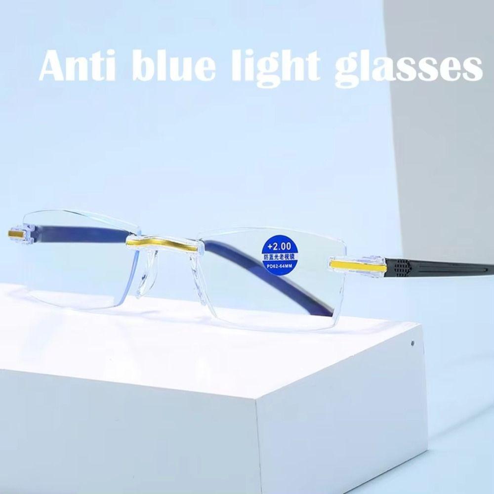 Square Frame Presbyopia Eyeglasses Frameless Anti-blue Light Glasses  Eye Protection