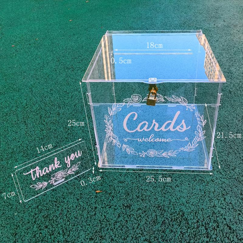 Wedding Clear Card Box Money Case With Lock Party Supplies For Graduation Birthday Party Baby Shower